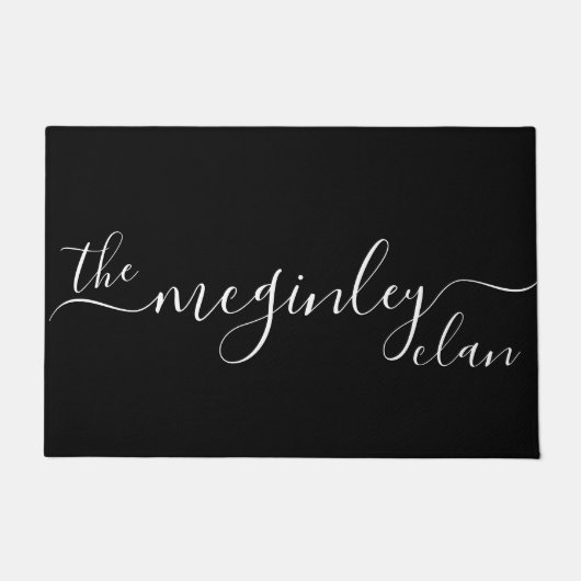 De moderne Manuscript Familienaam Zwart Wit Deurmat (Voorkant)