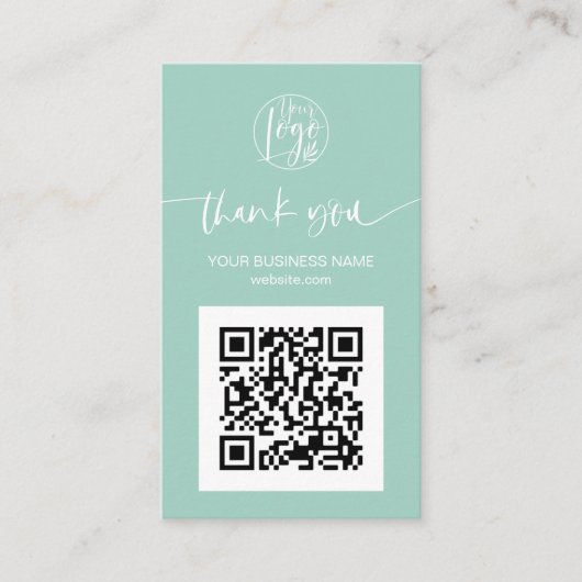 De moderne manuscript QR code mint groene orde bed Visitekaartje (Voorkant)