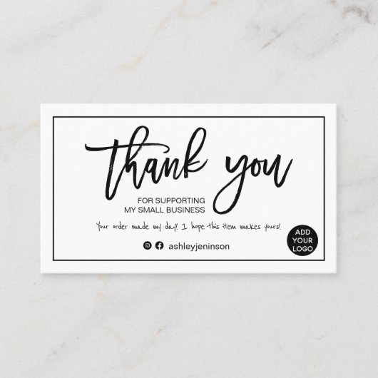 De moderne manuscript zwarte witte orde bedankt u visitekaartje (Voorkant)