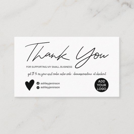 De moderne manuscriptborstel eenvoudige witte orde visitekaartje (Voorkant)