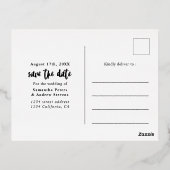 De moderne manuscriptbruiloft bewaart het goud van folie uitnodiging briefkaart (Achterkant)