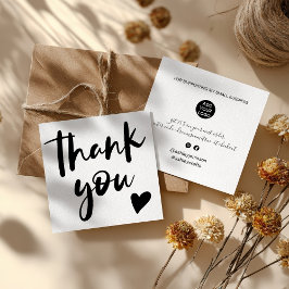 De moderne manuscriptdoopvont zwarte en witte orde vierkante visitekaartje