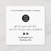 De moderne manuscriptdoopvont zwarte en witte orde vierkante visitekaartje (Achterkant)