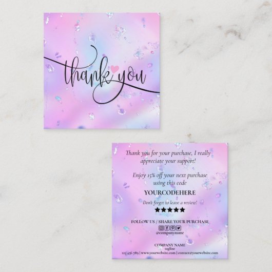 de moderne manuscriptirdescent bedankt u voor uw o vierkante visitekaartje (Voorkant / Achterkant)