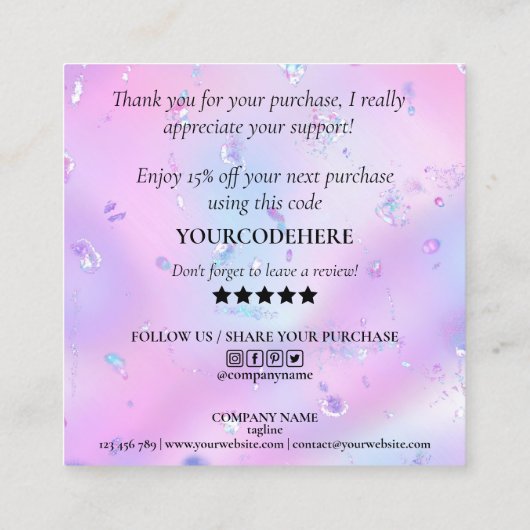 de moderne manuscriptirdescent bedankt u voor uw o vierkante visitekaartje (Achterkant)