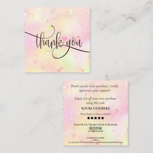 de moderne manuscriptirdescent bedankt u voor uw o vierkante visitekaartje (Voorkant / Achterkant)