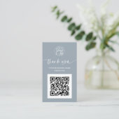 De moderne manuscriptQR code dusty blauwe orde bed Visitekaartje (Staand voorkant)