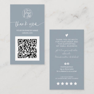 De moderne manuscriptQR code dusty blauwe orde bed Visitekaartje