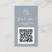 De moderne manuscriptQR code dusty blauwe orde bed Visitekaartje (Voorkant)