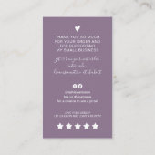 De moderne manuscriptQR code paarse orde bedankt u Visitekaartje (Achterkant)