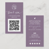 De moderne manuscriptQR code paarse orde bedankt u Visitekaartje (Voorkant / Achterkant)