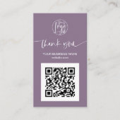 De moderne manuscriptQR code paarse orde bedankt u Visitekaartje (Voorkant)