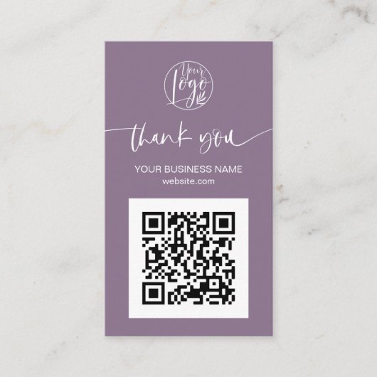 De moderne manuscriptQR code paarse orde bedankt u Visitekaartje (Voorkant)