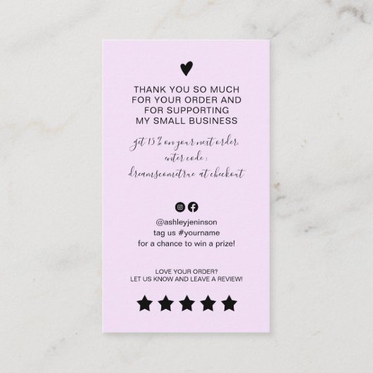 De moderne manuscriptQR de orde van de codelavende Visitekaartje (Achterkant)