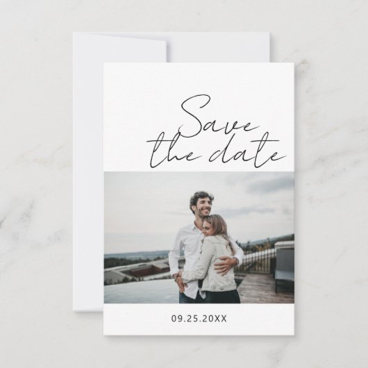 De moderne Minimalistische Foto van het Manuscript Save The Date (Voorkant)