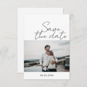 De moderne Minimalistische Foto van het Manuscript Save The Date (Voorkant / Achterkant)