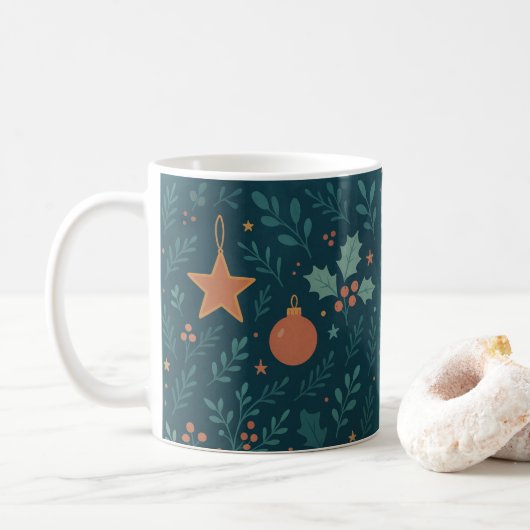 De moderne Mok van de Kerstkoffie 2026 – Trendy Ho (Met donut)