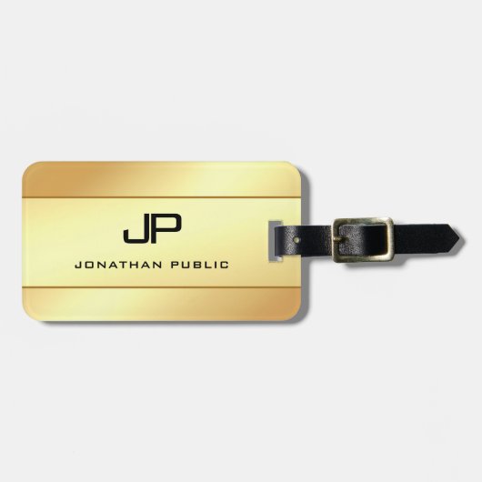 De moderne Monogrammen Naam Gold Kijk Glamoureus Bagagelabel (Voorkant horizontaal)