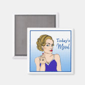 De moderne Mood, Retro Lady die de vogel overspoel Magneet (Voorkant / Achterkant)