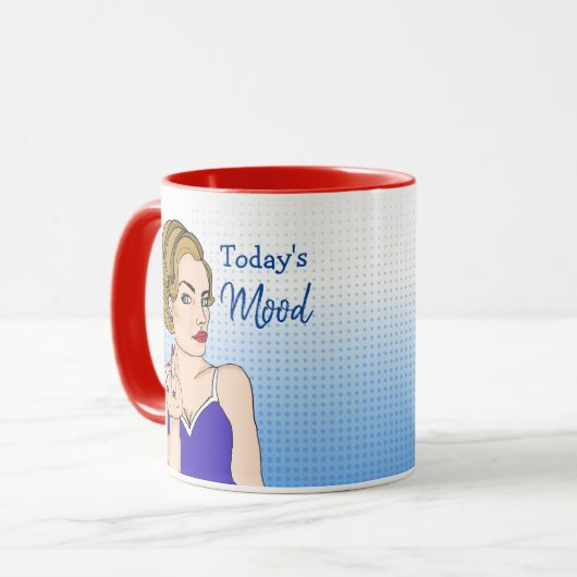 De moderne Mood, Retro Lady die de vogel overspoel Mok (Voorkant links)