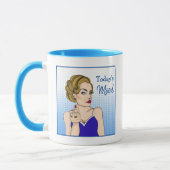 De moderne Mood, Retro Lady die de vogel overspoel Mok (Links)