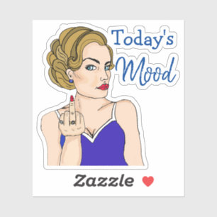 De moderne Mood, Retro Lady die de vogel overspoel Sticker