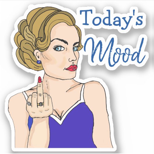 De moderne Mood, Retro Lady die de vogel overspoel Sticker (Voorkant)