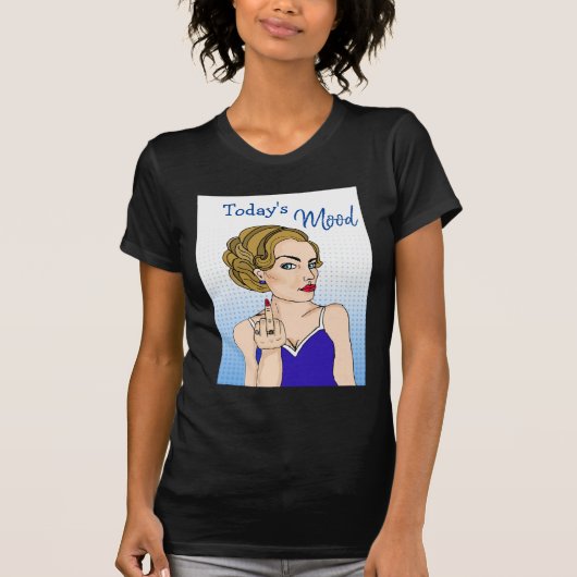 De moderne Mood, Retro Lady die de vogel overspoel T-shirt (Voorkant)