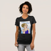 De moderne Mood, Retro Lady die de vogel overspoel T-shirt (Voorkant volledig)