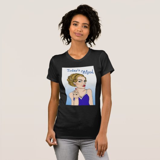 De moderne Mood, Retro Lady die de vogel overspoel T-shirt (Voorkant volledig)