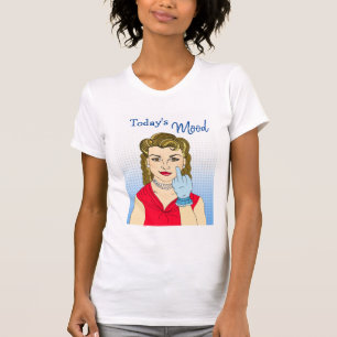 De moderne Mood, Retro Lady die de vogel overspoel T-shirt