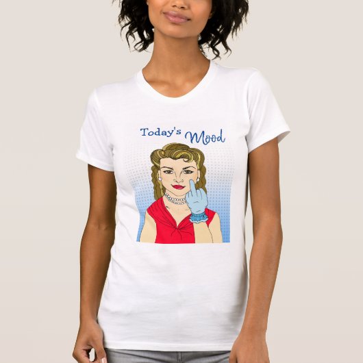 De moderne Mood, Retro Lady die de vogel overspoel T-shirt (Voorkant)