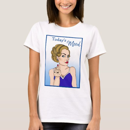 De moderne Mood, Retro Lady die de vogel overspoel T-shirt (Voorkant)
