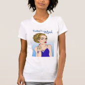 De moderne Mood, Retro Lady die de vogel overspoel T-shirt (Voorkant)