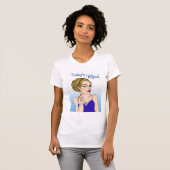 De moderne Mood, Retro Lady die de vogel overspoel T-shirt (Voorkant volledig)