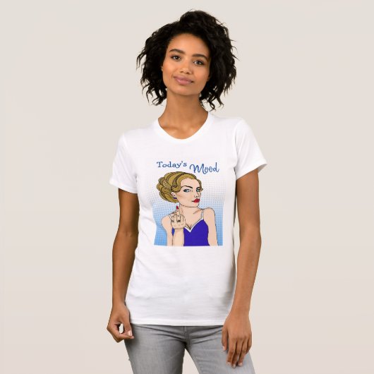 De moderne Mood, Retro Lady die de vogel overspoel T-shirt (Voorkant volledig)