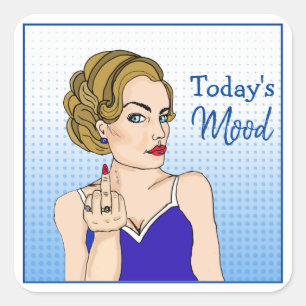 De moderne Mood, Retro Lady die de vogel overspoel Vierkante Sticker