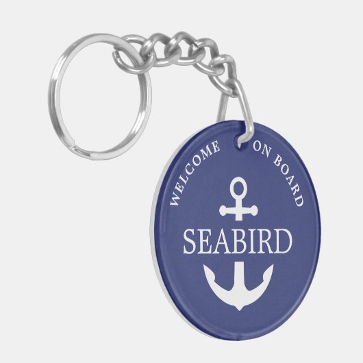 De moderne Naam van de Ankerboot Nautische Douane  Sleutelhanger (Voorkant Links)