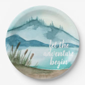 De moderne Natuur van de Waterverf laat het avontu Papieren Bordje (Voorkant)