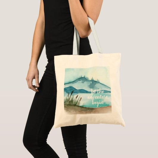 De moderne Natuur van de Waterverf laat het avontu Tote Bag (Voorkant (product))