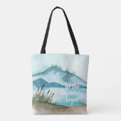 De moderne Natuur van de Waterverf laat het avontu Tote Bag (Achterkant)
