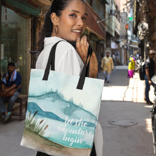 De moderne Natuur van de Waterverf laat het avontu Tote Bag