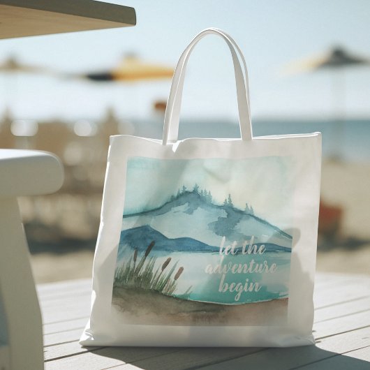 De moderne Natuur van de Waterverf laat het avontu Tote Bag