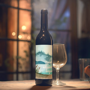 De moderne Natuur van de Waterverf laat het avontu Wijn Etiket