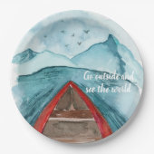 De moderne Natuur van de Waterverf ziet het wereld Papieren Bordje (Voorkant)