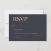 De moderne Navy en Roos Gold Wedding RSVP Kaartje (Voorkant)