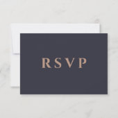 De moderne Navy en Roos Gold Wedding RSVP Kaartje (Achterkant)