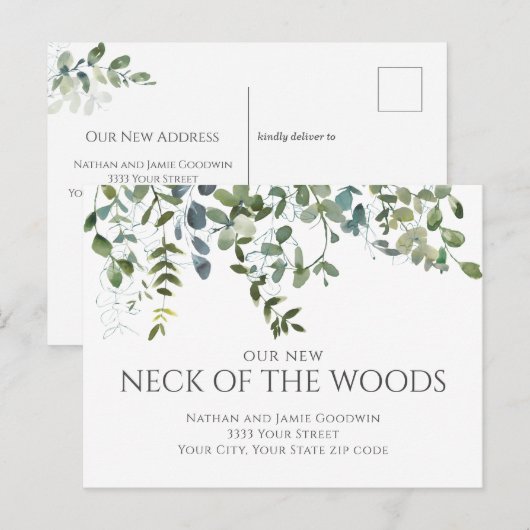 De moderne nek van de Bossen Bewegende Aankondigin Briefkaart (Voorkant / Achterkant)