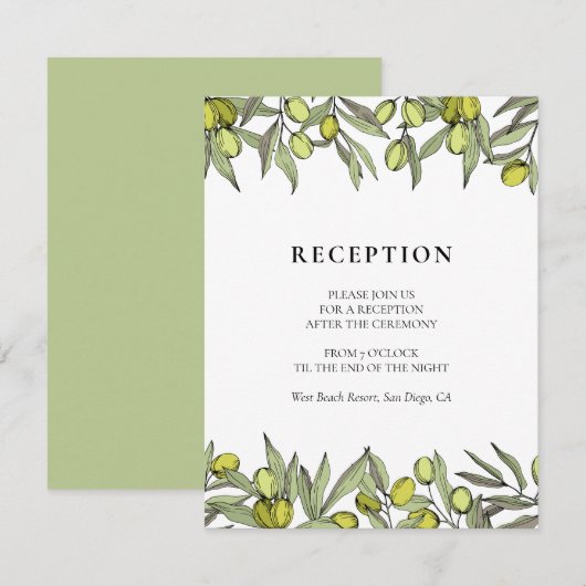 De moderne Olive-kaart voor trouwersbruiloft Kaart (Voorkant / Achterkant)