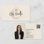 de moderne onroerendgoedprofessional voegt foto-QR Visitekaartje (Voorkant / Achterkant)